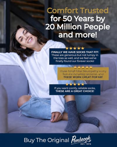 Image of Pembrook Ankle Diabetic Socks for Women & Men | 6 Pairs | Wide Non Binding Socks Quarter Length | Edema Neuropathy Socks