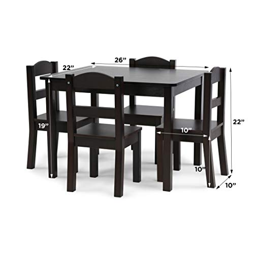 Humble Crew, Espresso Kids Wood Table And 4 Chairs Set, 5-Piece #TOP2
