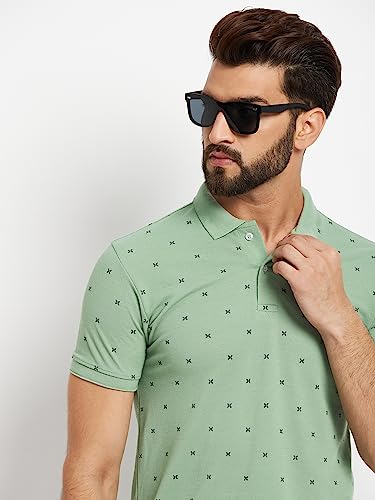Image of Men's Cotton Half Sleeves Printed Polo T-shirt-POLO105