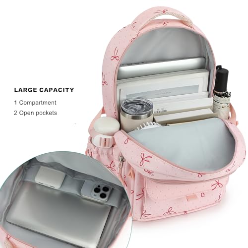 Image of Kids High Middle School Backpack for Girls Travel Kawaii Laptop Coquette Bow Bookbag,Pink Bow