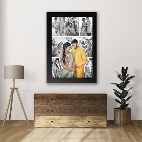 Image of Shrikant Art Personalized Wedding Photo Frame Collage | Custom Couple Photo Frame | Anniversary Frame for Husband Wife | Romantic Wall Decor Frame
