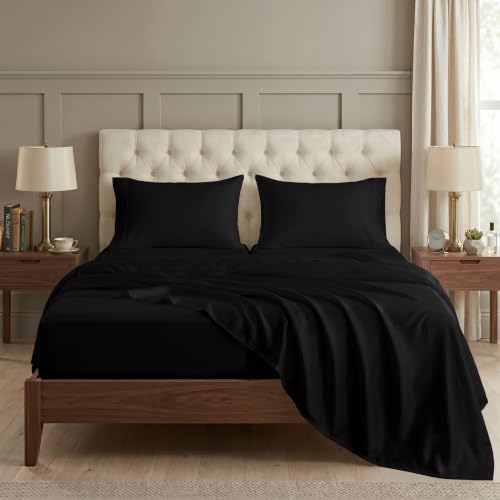 LANE LINEN Split Top King Sheets 100% Egyptian Cotton Sateen...