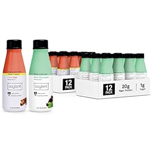 Soylent Complete Nutrition Gluten-Free Vegan Protein Meal Replacement Shakes, Cafe Chai (14 Oz, 12 Pack) and Mint Chocolate (14 Oz, 12 Pack)