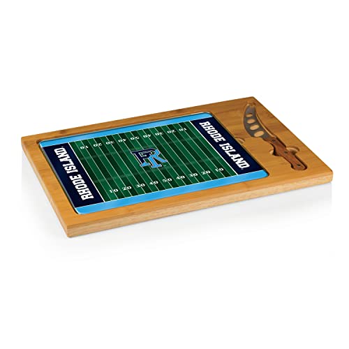 PICNIC TIME NCAA Rhode Island Rams Icon Glass Top Cutting Board & Knife Set, Cheese Boards Charcuterie Boards, Serving Platter, (Parawood & Bamboo)
