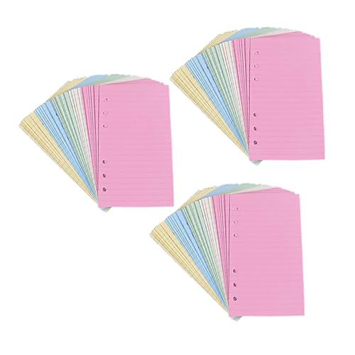 HOMSFOU 3セット 対応カラフル活頁内芯冊 罫線入りノート用紙 詰め替え用手帳リフィル 書きやすい滑らか表面 ホームや店舗向け