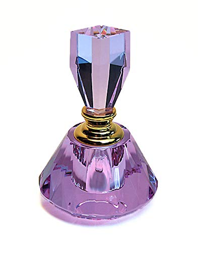 Alice-Aliya Genuine Purple (Violet) Colored Crystal Perfume Refillable Empty Glass Bottle with Crystal stopper and rod.