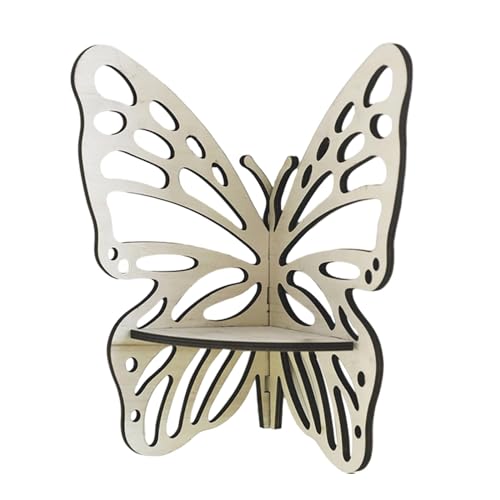 Étagère d'angle murale papillon en bois flottant pour rangement optimal - 2