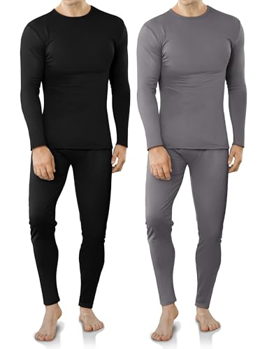 VZV 2 Set Thermal Underwear for Men Winter Long Johns for Men Thermal Top and Bottom Set Fleece Lined Base Layer
