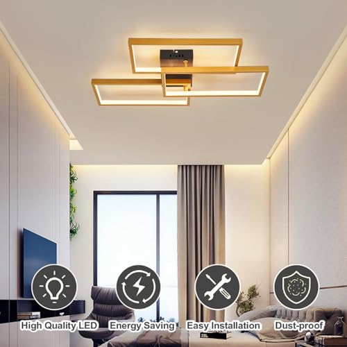 Plafonnier carré LED dimmable en aluminium à 3 têtes avec télécommande - 4