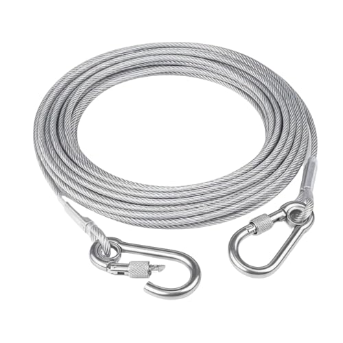 Image of Heavy Duty Stainless Steel Clothesline Rope with Safety Hooks - 10 Meter Portable Steel Wire Laundry Drying Line, Rust Resistant Multipurpose Hanging Cable for Balcony, Travel, Camping, Home & Outdoor Use