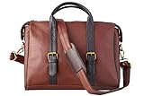 Mysa Brown Vegan Leather Slim Vintage Messenger Crossbody Satchel Shoulder Laptop Briefcase Sleeve Bags with Adjustable Strap for Office Work Travel Fits 14' Computer Laptop Tablet for Men Women