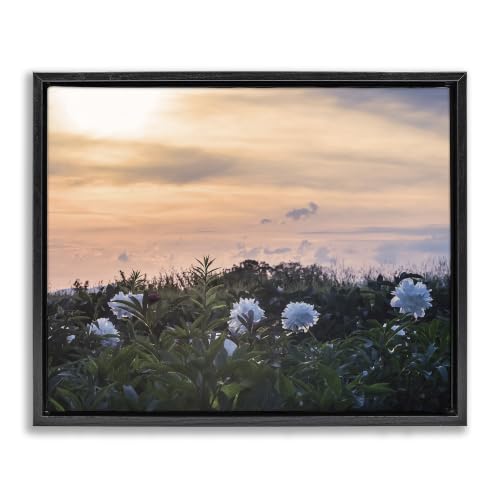 'Wildflower Blossoms Sunset Sky'| Floating Frame Canvas Art