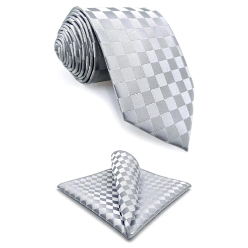 Cravate argenté et blanc cassé SHLAX&WING en soie tissée haut de gamme pour costume de mariage