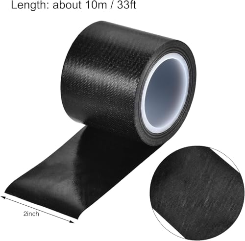 Image of 1Roll 10m Black /White PTFE Teflon Tape Nonstick Tape 500℉ High-Temp Fiberglass Adhesive Tape (Black, 2-inch x 33FT)