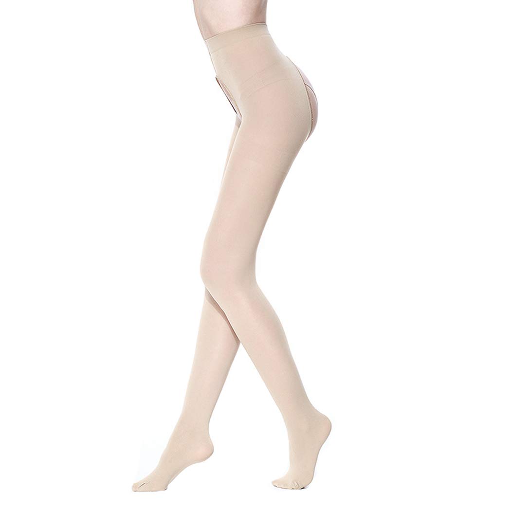 Medias con Tirantes para Mujer, Medias de Cintura Alta, Medias Altas, Medias Altas elásticas, Pantimedias, Medias para el día de San Valentín, Negras, 4 Pares (Talla única Color Carne)