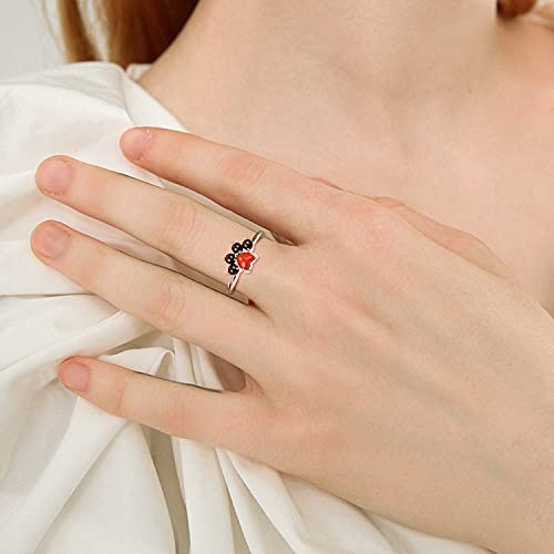 TANGPOET Cat Dog Ring Paw Print Ring Pet Paw Rings for Women, Red, Black, Silver, 8 - Image 4