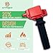 GP POWER Red Ignition Coil Packs UF670 Set of 4 Compatible With Ford Ecosport Edge Explorer Focus RS ST Fusion Mustang Jaguar XE XF XFL F-Pace XJL LR2 Discovery Sport Lincoln MKC MKT MKX 2.0T 2.3T