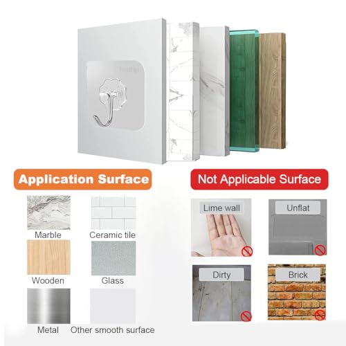 HASTHIP ® 10Pcs Wall Hooks Strong Acrylic Backing Glue Wall Hooks Self-Adhesive for Bathroom, Kitchen Waterproof Ultra Adhesive,Transparent