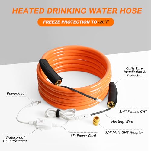 Image of Heated Water Hose for RV with GFCI Protection,Lead-free Heated Drinking Water Hose Anti-freeze Heated RV Small Hose for Home, Garden, Trailer, Lead-free, RV Accessories (25 FT)