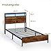 DICTAC Bett 90x200cm mit LED Beleuchtung, Metallbett mit Steckdose und USB-Ladefunktion, Bettgestell 90x200 Einzelbett mit Holzkopfteil Stauraum, Bettrahmen mit Lattenrost und Stauraum unter dem Bett