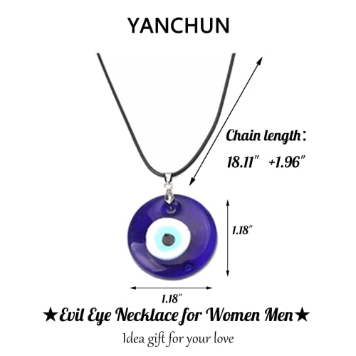 Yanchun Evil Eye Pendant Necklace Protection Turkish Blue Eye Leather Rope Necklace For Men Women Girls #TOP5
