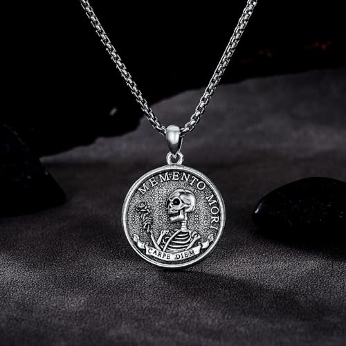 PELOVNY S925 Sterling Silver Amulet Necklace St Michael/Saint Christopher/Compass/Wolf Necklace Protection Pendant Jewelry Christmas Halloween Birthday Gifts for Men Women4