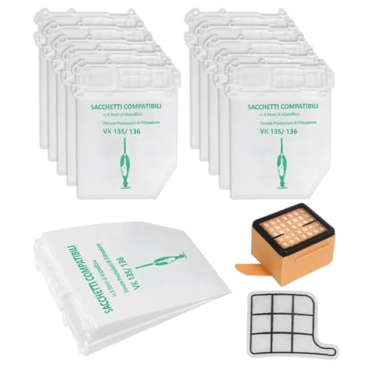 10 Staubsaugerbeutel und 1 Motorschutzfilter +1 Hygienefilter für VK 135 VK136