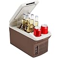 ICEROVER 12V Car Refrigerator Cooler/Warmer 6 Quart (6L) 40?~140?,12 Volt DC &110V AC, Electric Car Fridge Portable Compact Camping Cooler,Thermoelectric 12V Small Fridge for Car,RV,Camping (Brown)