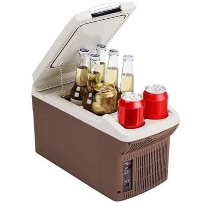 ICEROVER 12V Car Refrigerator Cooler/Warmer 6 Quart (6L) 40?~140?,12 Volt DC &110V AC, Electric Car Fridge Portable Compact Camping Cooler,Thermoelectric 12V Small Fridge for Car,RV,Camping (Brown)