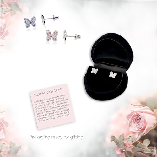 Cherished Moments Sterling Silver CZ Butterfly Screw-Back Earrings for Little Girls and Kids4