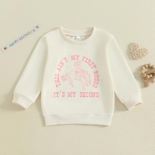 Toddler Baby Girl Boy 2nd Birthday Outfit This Ain't My First Rodeo It's My Second T-Shirt Sweatshirt Fall Clothes3