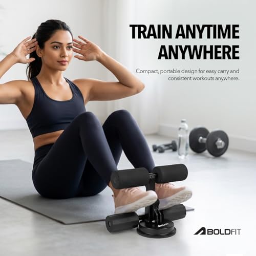 Image of Boldfit Sit Up Bar with Suction Cup Base, Adjustable Height & Foam Padding, Portable Ab Exercise Equipment for Core, Crunches, Leg Raises & Home Workouts, Gym Accessories for Men & Women