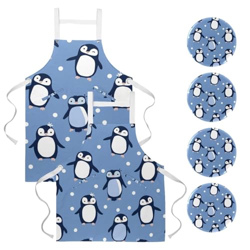 Tabliers de cuisine réglables parfaits pour cuisiner en famille avec le lot bleu