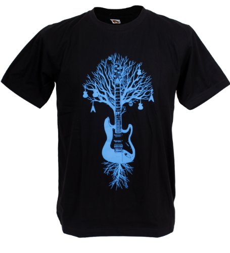 Tshirtmystyle- Guitar Tree Graphic Music Art Banksy Man t-shirt-black-blue-print-X-Large
