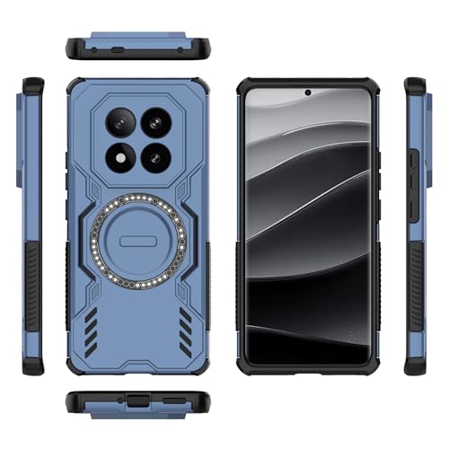Pzwoxukhov Compatible with Redmi Note 14 Pro+ 5G Case,Compatible with Magsafe,Skeletonized Heat Dissipation Design, Compatible with Redmi Note 14 Pro+ 5G Magnetic Shockproof Phone case Blue