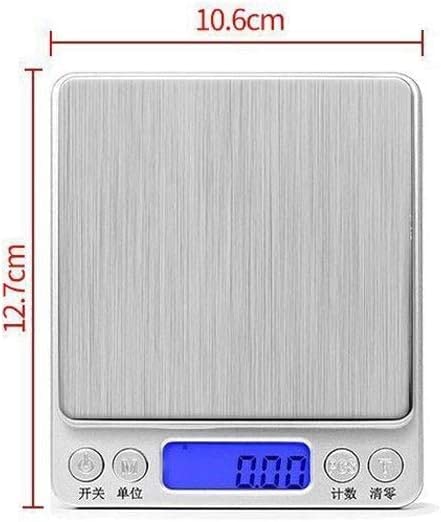 Balanza de Cocina, electrónica, para Alimentos de 3 kg con Panel Grande de 10,6 * 12,7 cm, de Acero Inoxidable, con precisión de 0,01 g y 4 Unidades de balanza Digital.,