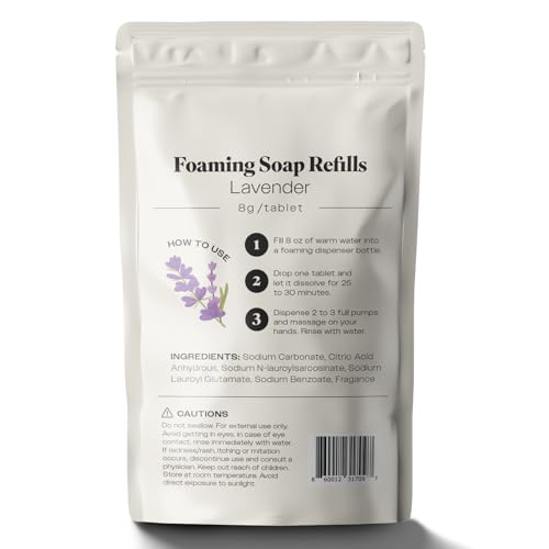 Image of Tidy Kitchen Foaming Hand Soap Refill Tablet, 10 Count Pack, Lavender | Dissolves in Warm Water, Gentle Moisturizing Foam, Fits Most Foaming Dispensers, Convenient, Fresh Scent, For Kitchen & Bath