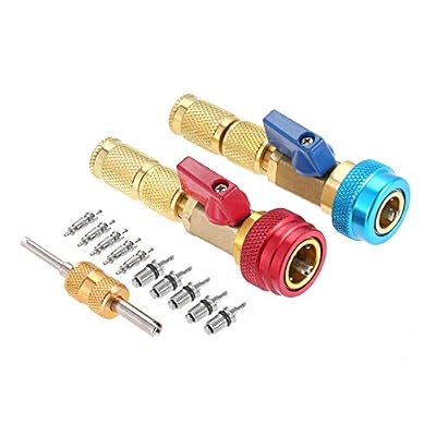 Aupoko R134A Valve Core Quick Remover Installer, High Low Pressure Valve Core Remover Tools Kit for R13A Refrigerant Air Conditioner System