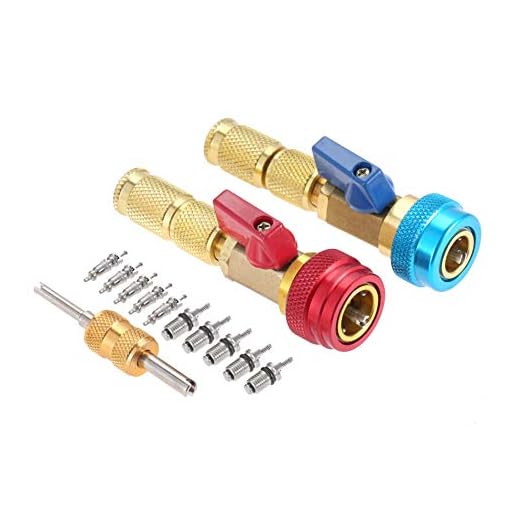 Aupoko R134A Valve Core Quick Remover Installer, High Low Pressure Valve Core Remover Tools Kit for R13A Refrigerant Air Conditioner System