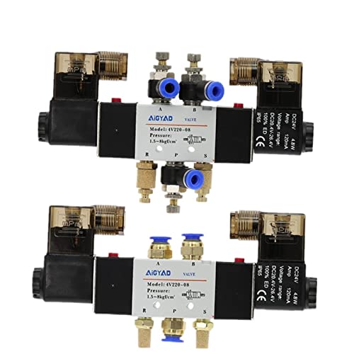 Válvula solenoide 4V220-08 de doble bobina neumática de 5 vías 2 posiciones para control de aire 2