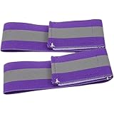 DINHEAROM Brazaletes Reflectantes Elásticos Morado para Correr y Ciclismo, Banda Reflectante de Alta Visibilidad para Brazo, Ajustable y Resistente, Adecuado para Seguridad Nocturna