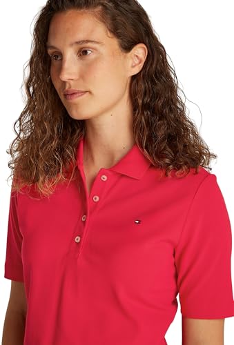 Tommy Hilfiger Damen Poloshirt Kurzarm Regular Fit, Rot (Primary Red), XS – Ansicht 3