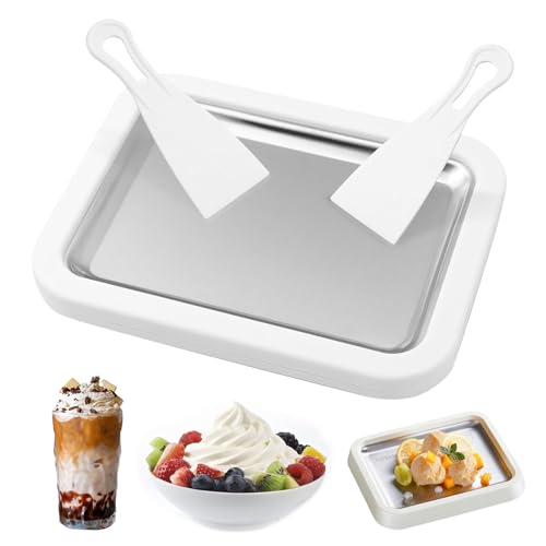 Eiscreme Roller Maker Pan Eisplatte Zum Eis Machen Rolled Ice Cream Maker Eis Platte für Ice Rolls Ice Rolls Maschine mit 2 Spateln für Hausgemachte Gerollte Eiscreme Gefrorener Joghurt Gelato