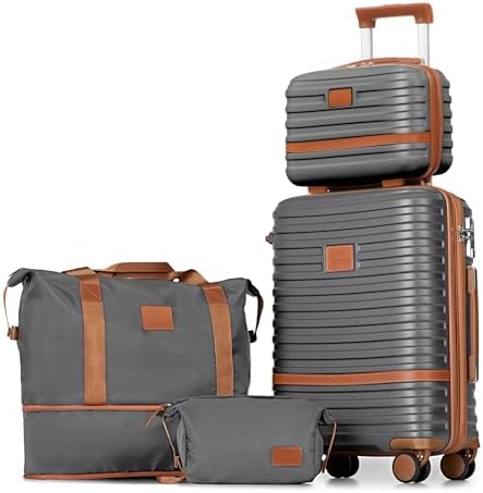 Joyway Luggage Set 3 Piece Suitcase Sets, Expandable Carry on Luggage with Spinner Wheel, Hard Shell Luggage Set with TSA Lock, Black brown, 4 piece set (13/20inch), Hardside Expandable Travel Laggage 20
