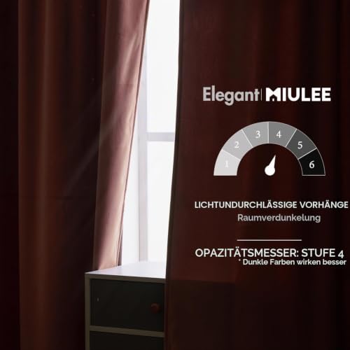 MIULEE Samtvorhang mit Ösen, Vorhänge Blickdicht 140x280 cm Altrosa 2er – Ansicht 4