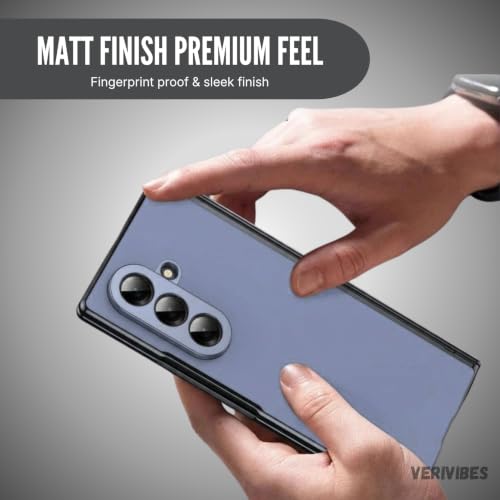 Image of Ultra Hybrid Luxury Leather Case Compatible with Samsung Galaxy Z Fold 6 (2025) 360 Hinge Protection, Slim Shockproof Back Cover, Anti-Scratch Design, Tempered Glass Protection - Blue