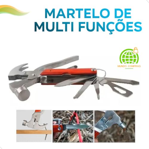 Martelo Tatico Multifuncional Alicate Pesca Caça Camping Acampamento Multi Função 9 em 1 Unha Mundo