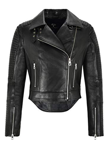 Veste en cuir motard pour femme Catarina avec coupe originale en queue d'aronde