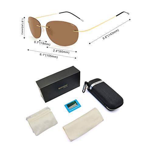 Image of RONSOU Ultralight Rimless Polarized Sunglasses for Men Women Vintage Titanium Frameless Colorful Fashion Shades