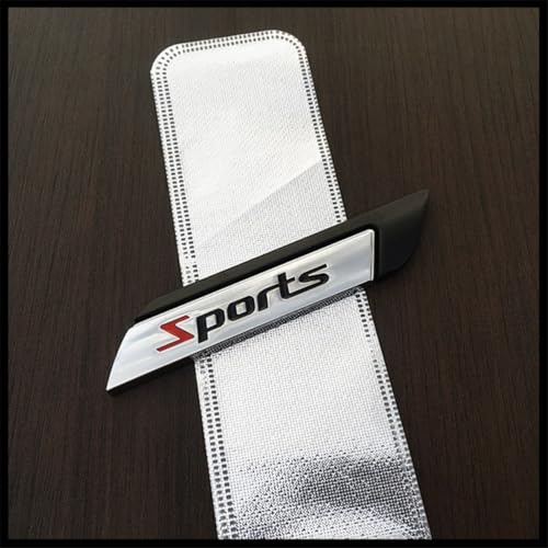 Image of 2Pcs Metal Sport Emblem 3D Badge Car Body Side Trunk Door Sticker for Universal Cars (Silver Black)